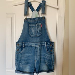 Juniors Size 3 Xiao Tu Bao Overall Bibs Denim Jean Shorts Overalls